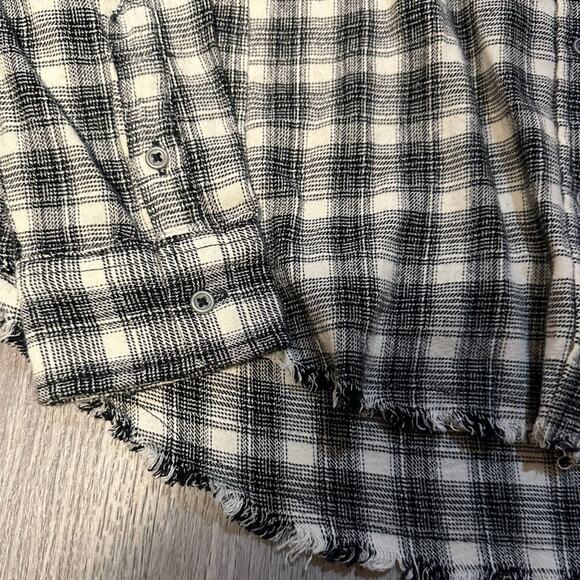Lucky Brand Plaid Flannel Raw Hem Button Down Shirt NEW - Picture 4 of 6